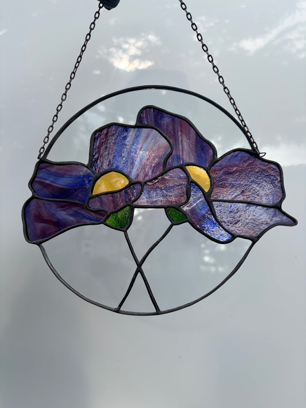 Cosmos flowers in Blue, Pink & Purple streaky glass
