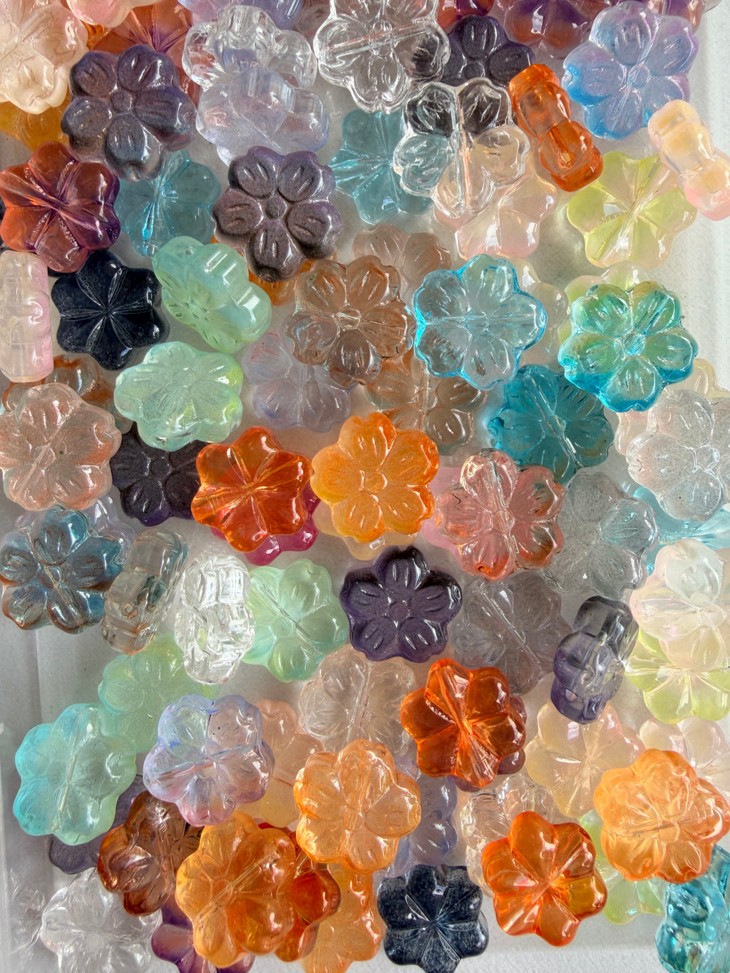 Custom Stained glass flower ghost plant stake