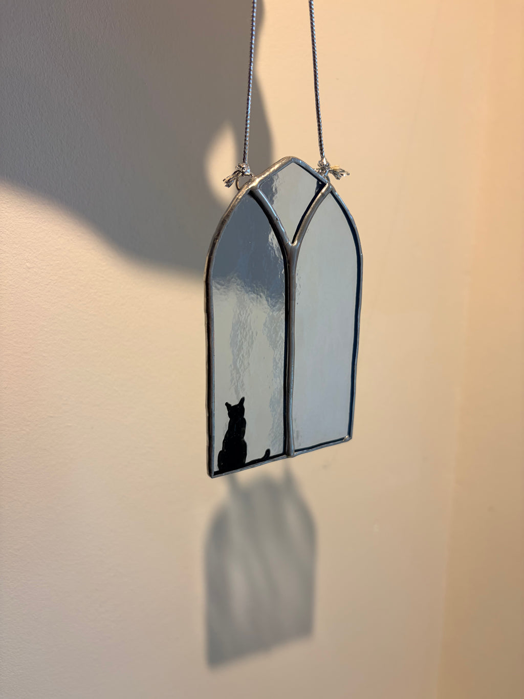 Custom stained glass cat window