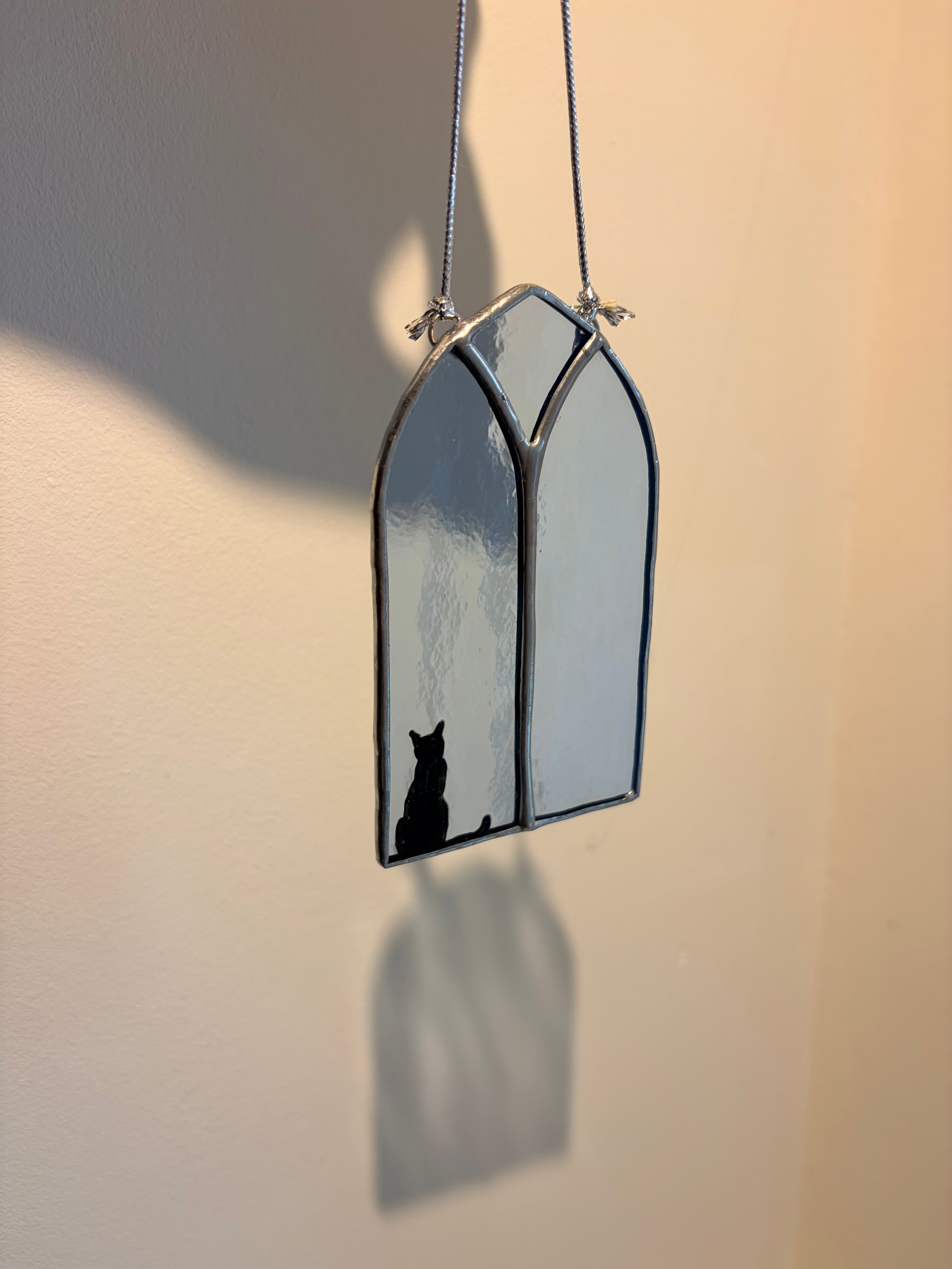 Custom stained glass cat window