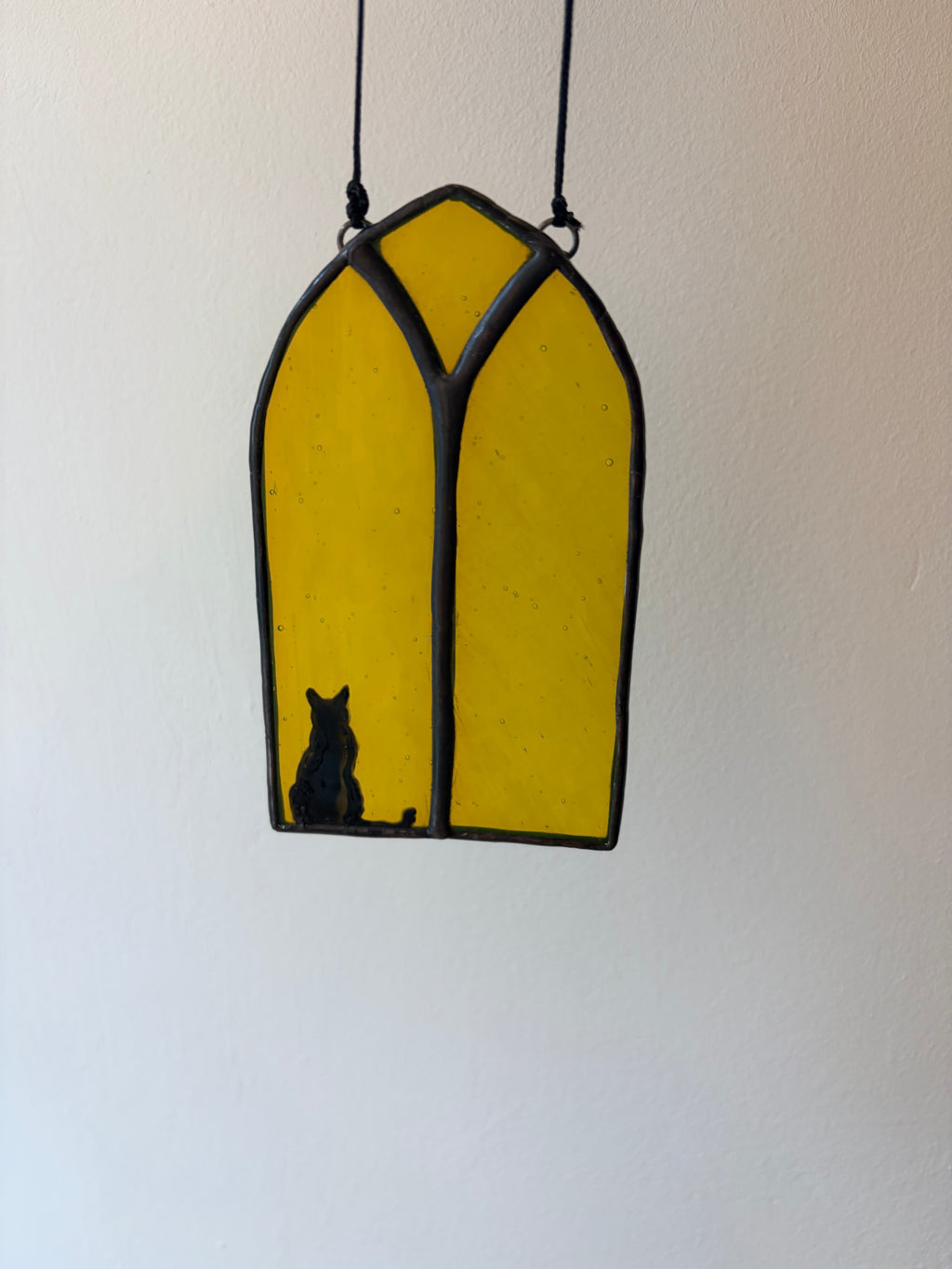 Custom stained glass cat window