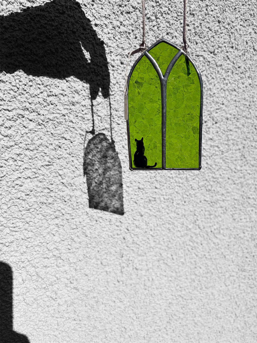 Custom stained glass cat window