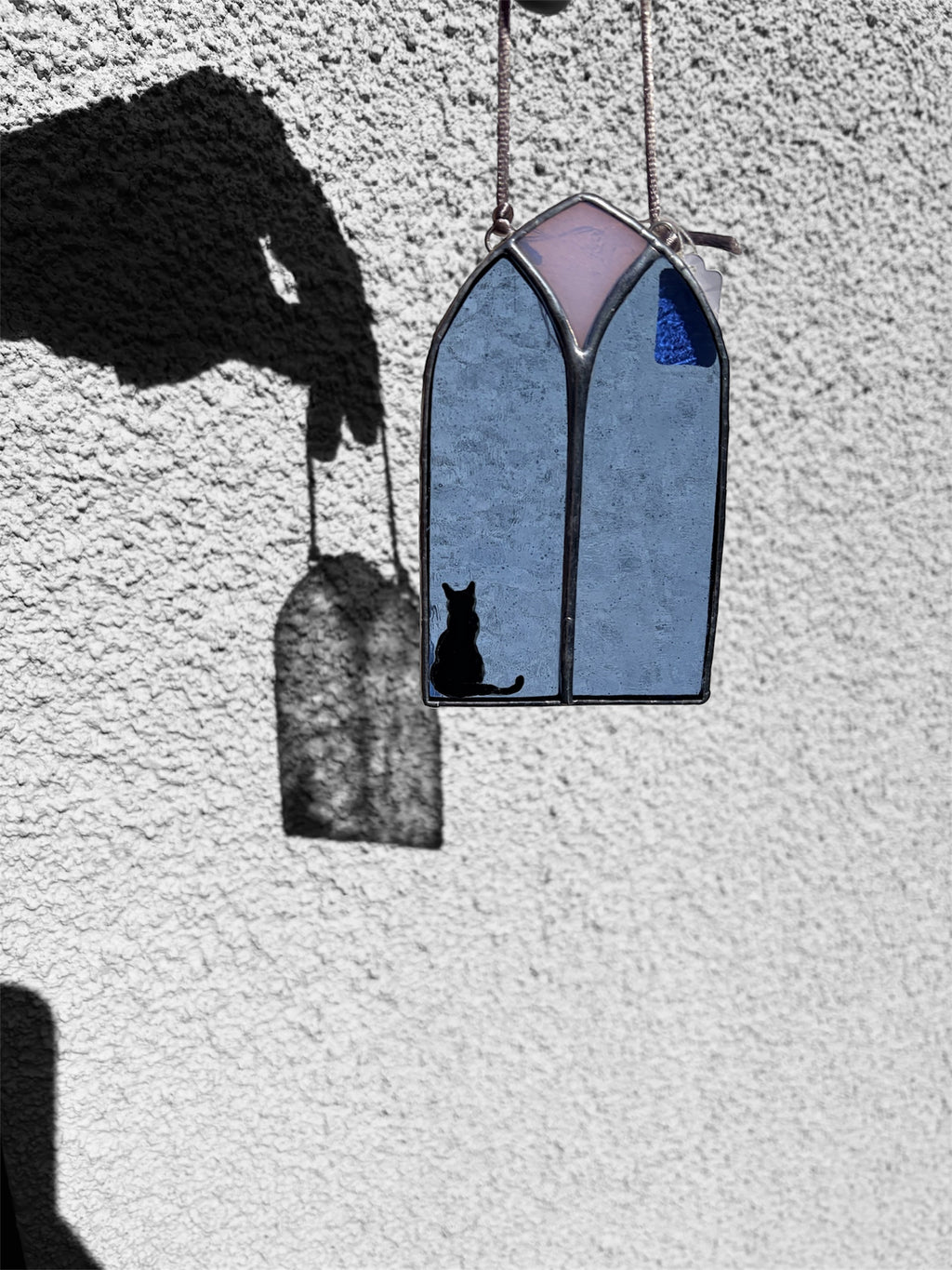 Custom stained glass cat window